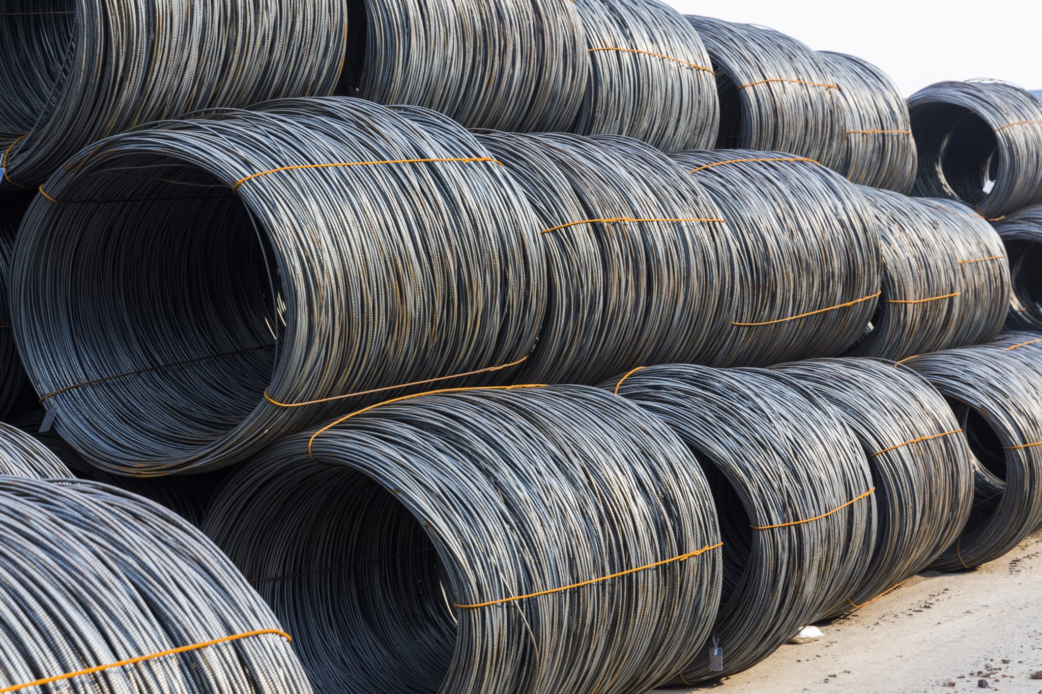 Stacks of steel coils
