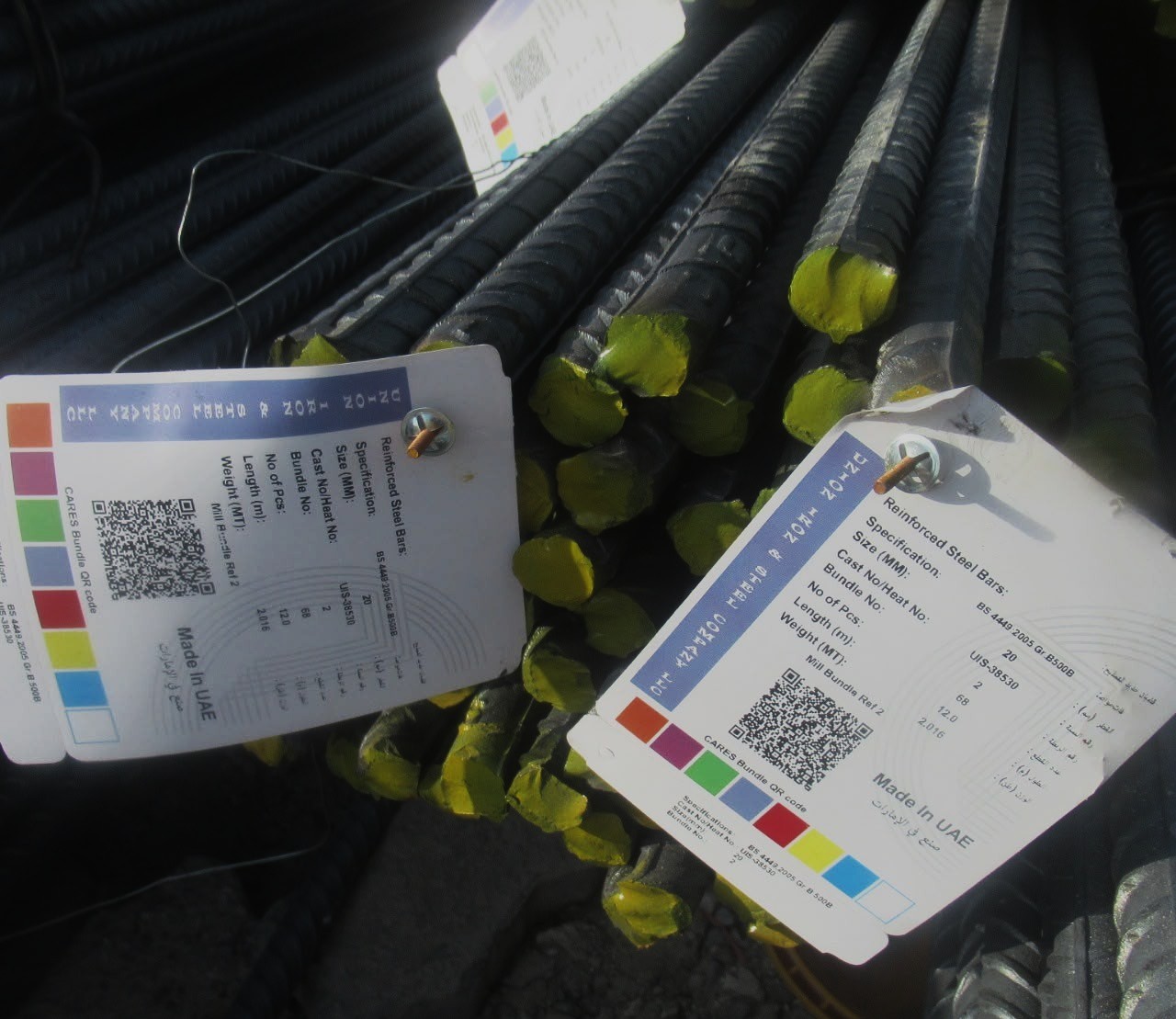 Union Iron & Steel reinforcing bars and bundle identification tags